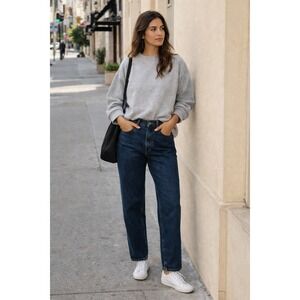 Sandrine Rose The Virgin Label Dark Wash Straight Leg Jeans 29 High Rise Cotton